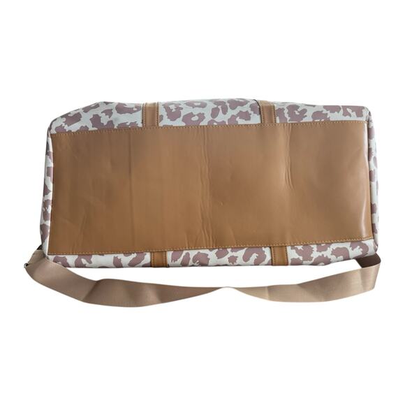 Cream & Brown Leopard Weekender Bag • Travel Duffel Tote • Overnight Carry On - Picture 7 of 7